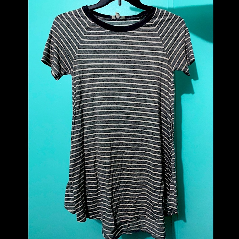 Gray Striped Super Soft Flowy Dress